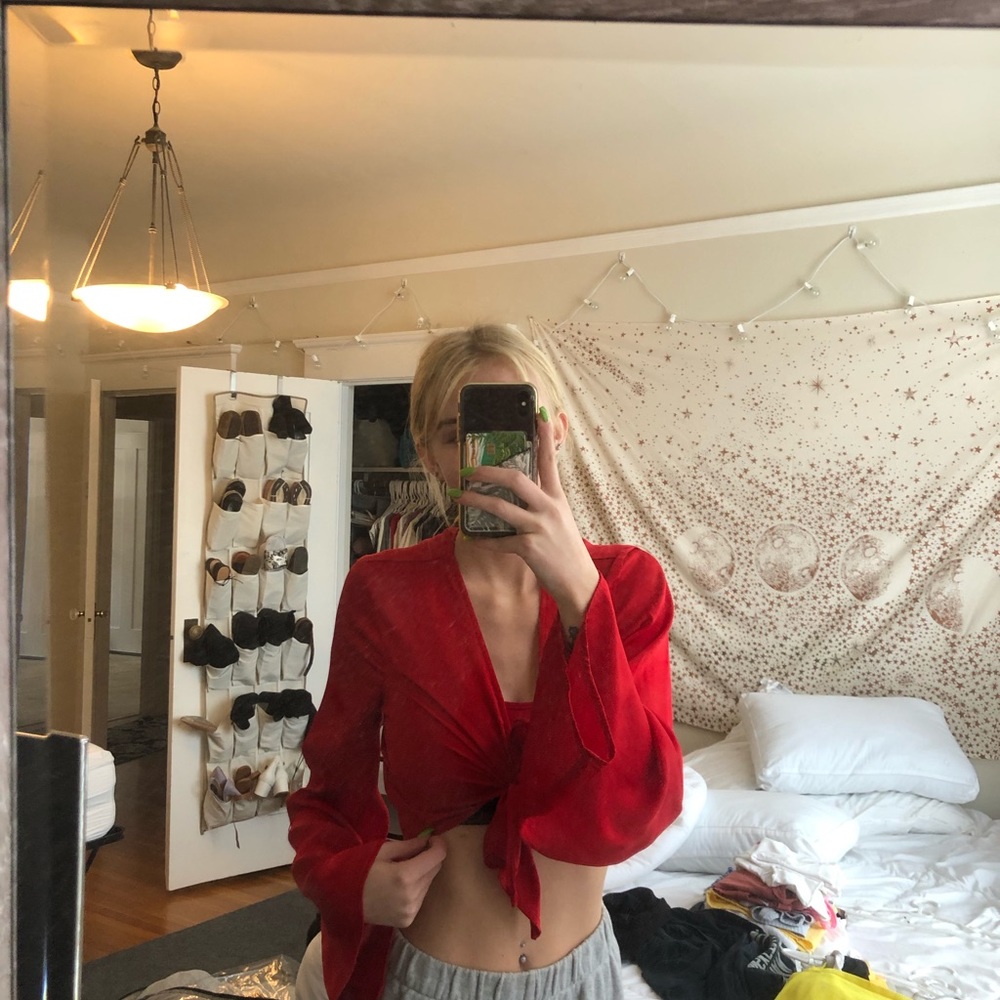 Red flowy brandy top